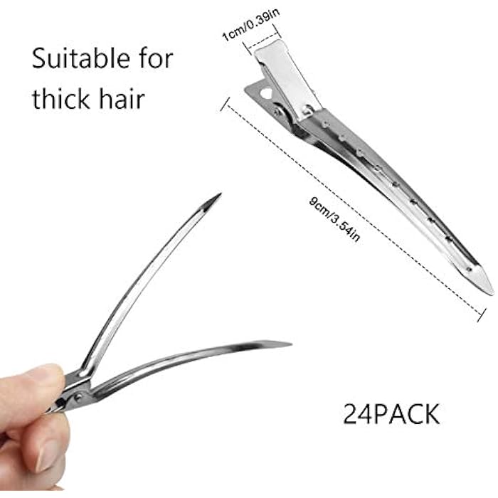 WEONE 24pcs Sectioning Clips Hairdressing, 3.5 Inches Metal Duck Bill Clips with Holes, Hair Divider Clips Curl Clips for Girls Women, Hairdresser Clip for Salon Supplies, Silver - Image 2
